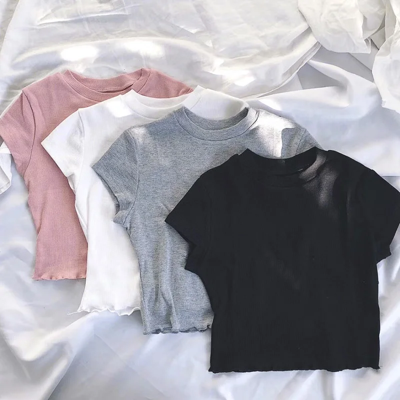 summer shirt Women sexy slinky White Cotton short sleeve t-shirt bustier crop top Casual black streetwear short top blusa
summer shirt Women sexy slinky White Cotton short sleeve t-shirt bustier crop top Casual black streetwear short top blusa