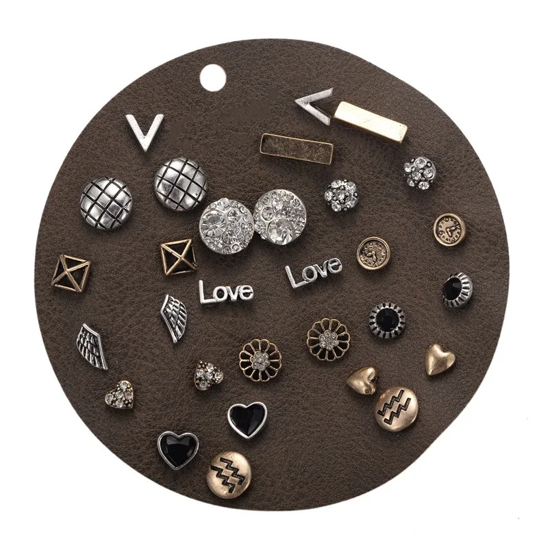 15 Pairs/lot Small Stud Earrings Set Women Unique Design Vintage Punk Love Heart Flower Geometric Ear Studs boucle d'oreille F1
15 Pairs/lot Small Stud Earrings Set Women Unique Design Vintage Punk Love Heart Flower Geometric Ear Studs boucle d'oreille F1