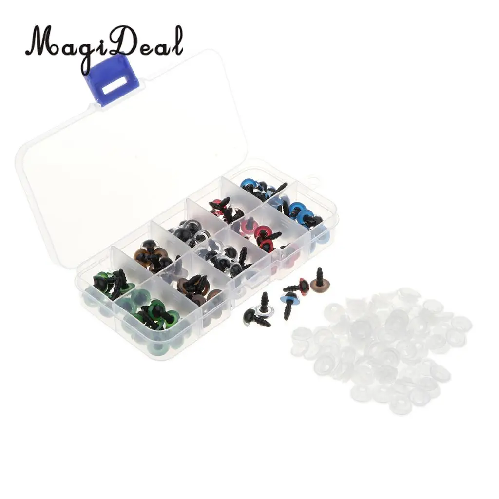 100 Piece Multi-Color Glass Eyes W/ Washers Kits For Doll DIY Making 8mm/10mm/12mm