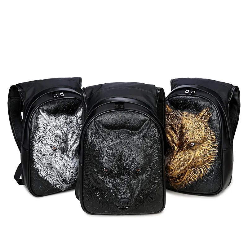 Fashion Personality Fierce wolf Embossing knife leather backpack rivets backpack with Hood cap apparel bag cross bags hiphop man Fashion Personality Fierce wolf Embossing knife leather backpack rivets backpack with Hood cap apparel bag cross bags hiphop man