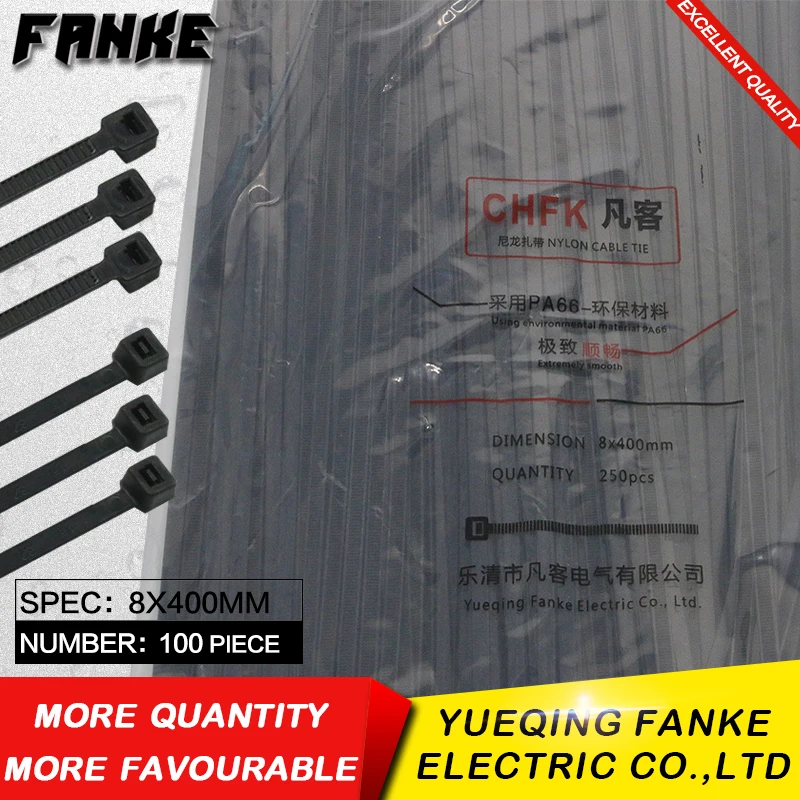 100Pcs/pack 8*400mm high quality width 7.6mm Black Color National Standard Self-locking Plastic Nylon Cable Ties,Wire Zip Tie
100Pcs/pack 8*400mm high quality width 7.6mm Black Color National Standard Self-locking Plastic Nylon Cable Ties,Wire Zip Tie