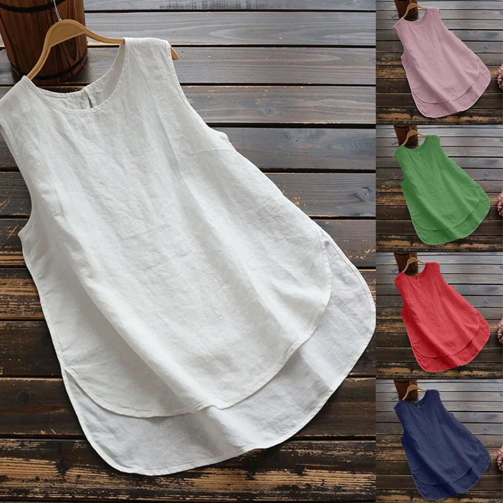 Women Casual Plus Size Linen Tops Tee Vintage Solid Sleeveless Loose Vest Blouse blusas mujer de moda 2019 camisas mujer
Women Casual Plus Size Linen Tops Tee Vintage Solid Sleeveless Loose Vest Blouse blusas mujer de moda 2019 camisas mujer