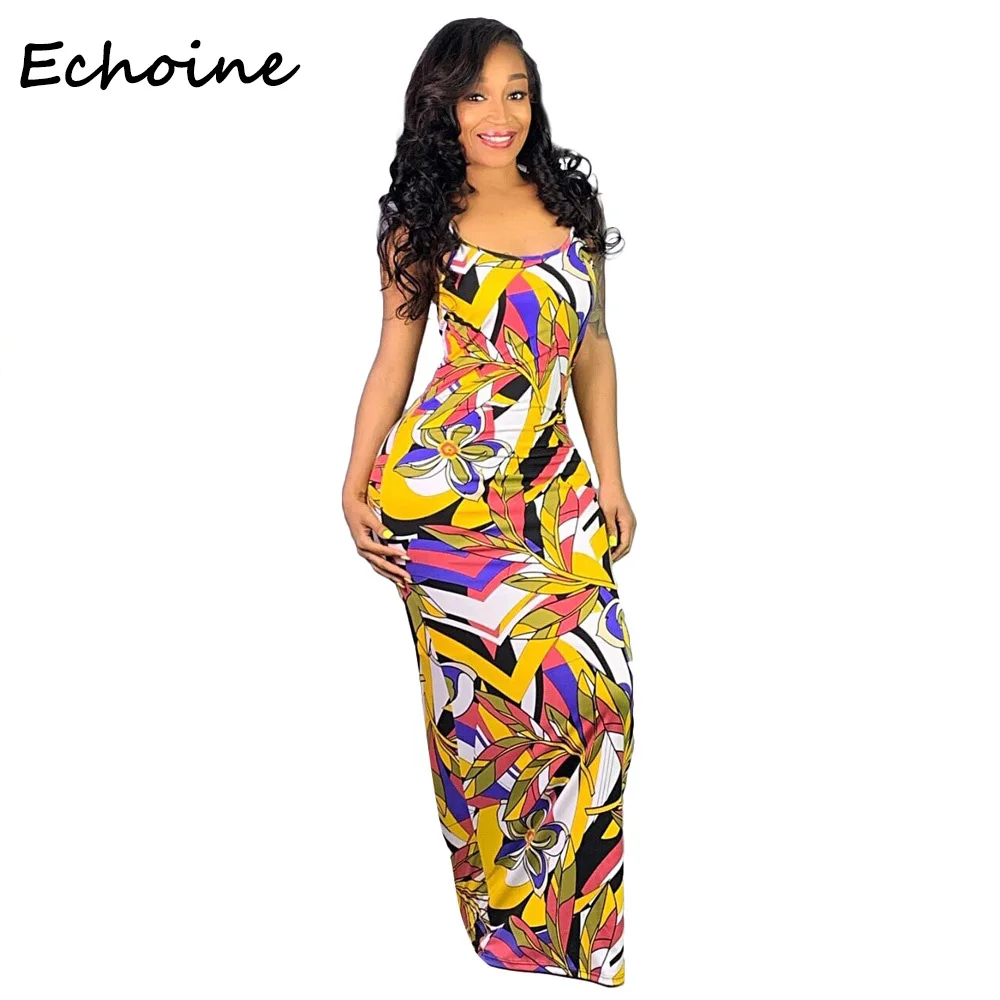 Echoine Floral Print Long Dress Sleeveless O-neck Bodycon Spaghetti Straps Backless Summer Beach Dress 2019
Echoine Floral Print Long Dress Sleeveless O-neck Bodycon Spaghetti Straps Backless Summer Beach Dress 2019