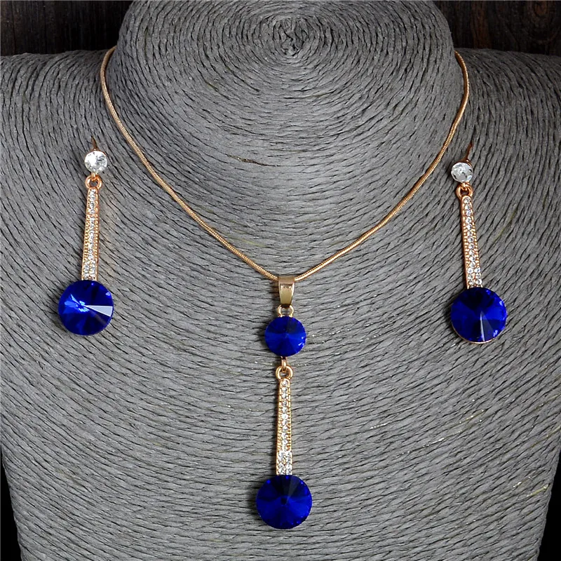 2017 Gold Color Pendants & Necklace Stud Earrings Blue Natural Stone Cubic Zirconia Crystal Romantic Bridal Jewelry Sets
2017 Gold Color Pendants & Necklace Stud Earrings Blue Natural Stone Cubic Zirconia Crystal Romantic Bridal Jewelry Sets