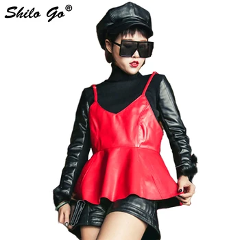 Leather Blouse Womens Spring Fashion sheepskin genuine leather Blouse sexy Veck spaghetti strap concise A Line blouses
Leather Blouse Womens Spring Fashion sheepskin genuine leather Blouse sexy Veck spaghetti strap concise A Line blouses