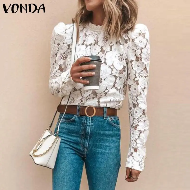 VONDA White Lace Blouse Women 2019 Spring Autumn Long Sleeve O-Neck Top Casual Blusas Feminina Winter Basic Tops Plus Size S-5XL
VONDA White Lace Blouse Women 2019 Spring Autumn Long Sleeve O-Neck Top Casual Blusas Feminina Winter Basic Tops Plus Size S-5XL