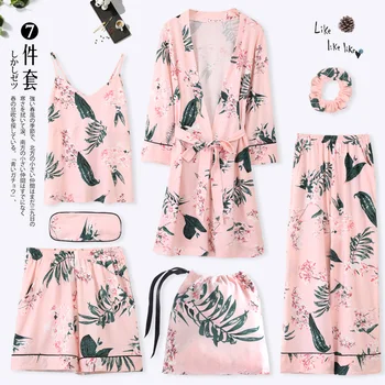 Sweet Fresh Floral 7 Pieces Pajama Set 2019 New Fashion Spring Summer Robe Pants Shorts Robes Pyjama Femme Sleepwear Home Wear
Sweet Fresh Floral 7 Pieces Pajama Set 2019 New Fashion Spring Summer Robe Pants Shorts Robes Pyjama Femme Sleepwear Home Wear