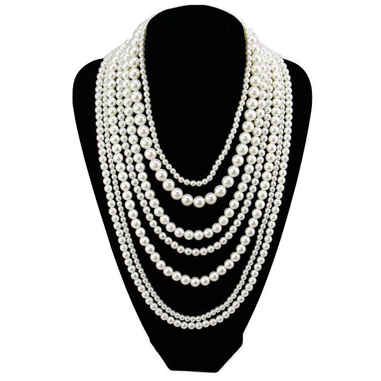 Multilayer Strand Chain White Faux Pearls Flapper Beads Cluster Long Choker Necklace Layer 7
Multilayer Strand Chain White Faux Pearls Flapper Beads Cluster Long Choker Necklace Layer 7