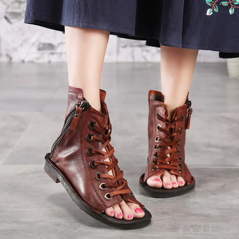 JELLYFOND Soft Genuine Leather Summer Ankle Boots for Women Punk Gothic Boots Sandals Open Toe Ladies Summer Shoes Bottine Femme
JELLYFOND Soft Genuine Leather Summer Ankle Boots for Women Punk Gothic Boots Sandals Open Toe Ladies Summer Shoes Bottine Femme