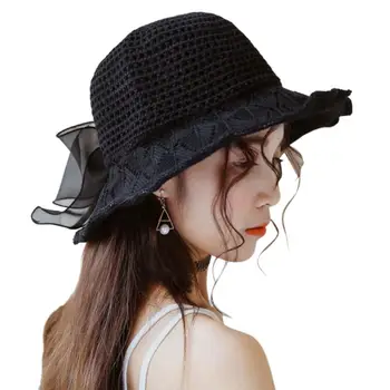 Ladies Handmade Knitted Foldable Straw Floppy Sun Hat Bowknot Ribbon Solid Color Cotton Linen Wide Wavy Brim Beach Bucket Cap
Ladies Handmade Knitted Foldable Straw Floppy Sun Hat Bowknot Ribbon Solid Color Cotton Linen Wide Wavy Brim Beach Bucket Cap
