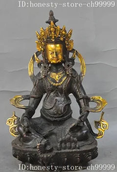 

Crafts statue tibet buddhism fane bronze gilt Yellow Jambhala mammon wealth god mouse statue halloween