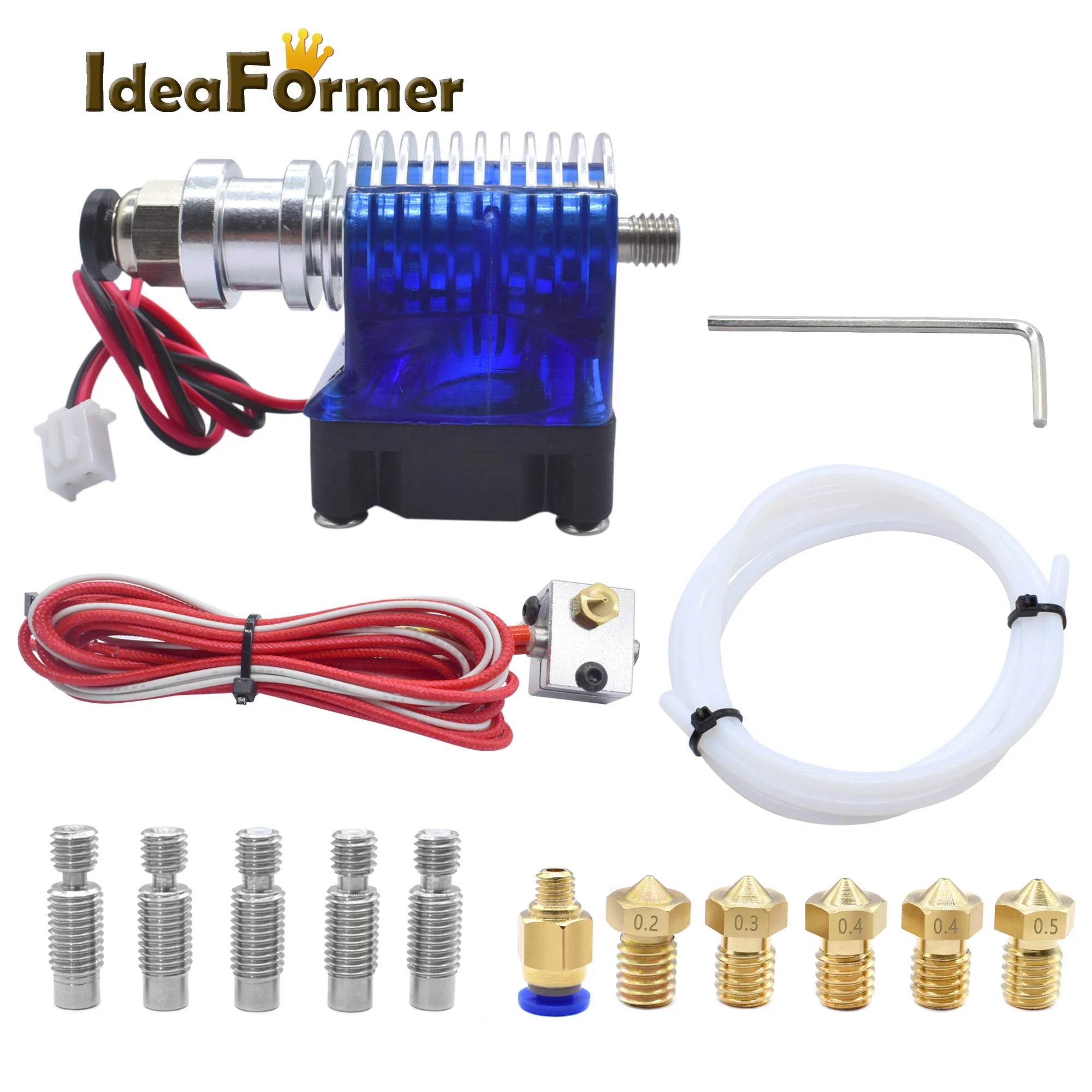 

1 Set 12V/24V 1.75mm V6 J-Head Hotend Extruder Kit 0.2/0.3/0.4/0.5mm Brass Print Head Nozzle Throat For 3D Printer