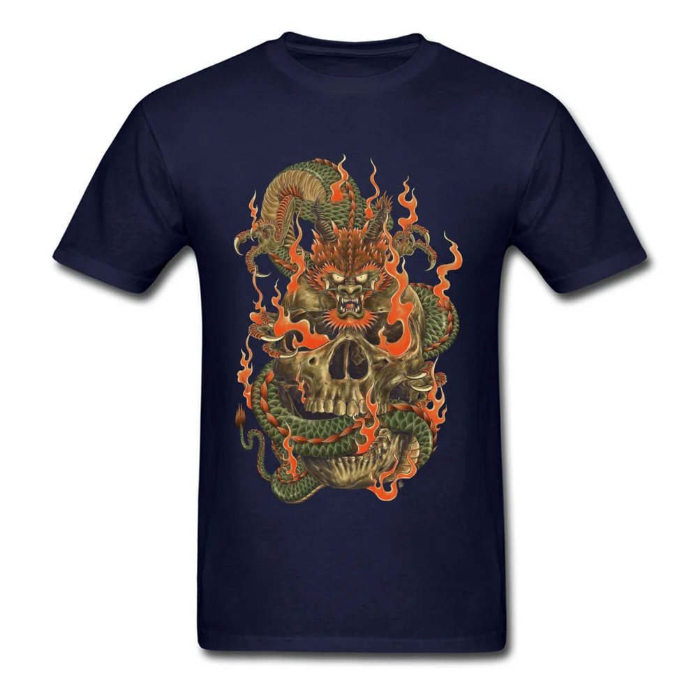 Special Oriental Dragon Design Short Sleeve T-Shirt Summer/Autumn Round Neck All Cotton Tees for Men T Shirt Normal Oriental Dragon navy