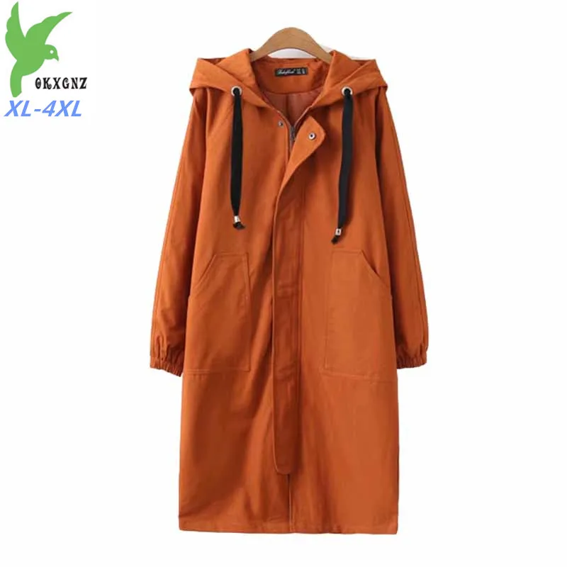 Large size XL-4XL Hooded trench coat women Spring autumn Fashion solid color Windbreaker female cotton Casual top Basic coat G58
Large size XL-4XL Hooded trench coat women Spring autumn Fashion solid color Windbreaker female cotton Casual top Basic coat G58