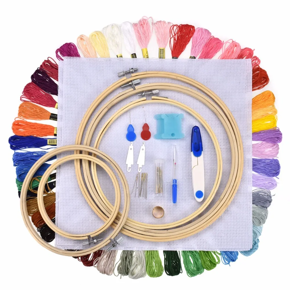 Embroidery Starter Kit Cross Stitch Set,50/100 Color Embroidery Threads,Bamboo Embroidery Hoops,Sewing/Cross Stitch Tools Kit
Embroidery Starter Kit Cross Stitch Set,50/100 Color Embroidery Threads,Bamboo Embroidery Hoops,Sewing/Cross Stitch Tools Kit