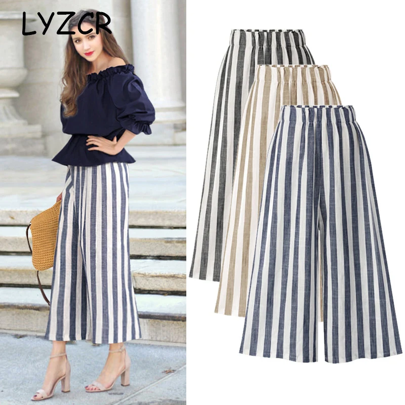 High Waist Wide Leg Striped Pants For Women Summer Plus Size Loose Women's striped Pants Wide Leg Trousers Female Casual Pants
High Waist Wide Leg Striped Pants For Women Summer Plus Size Loose Women's striped Pants Wide Leg Trousers Female Casual Pants