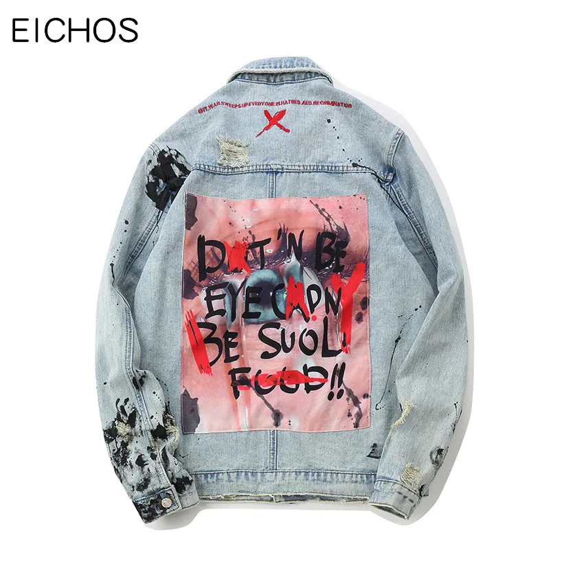 EICHOS Fashion Splash ink Graffiti Denim Jackets Mens Hip Hop Patchwork Ripped Distressed Punk Rock Jeans Coats Men Streetwear
EICHOS Fashion Splash ink Graffiti Denim Jackets Mens Hip Hop Patchwork Ripped Distressed Punk Rock Jeans Coats Men Streetwear