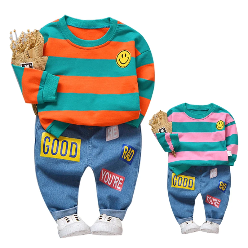 2pcs/Set Spring Autumn Infant Boys Clothes Set striped + jean Baby Boy Sport boxing Outfits Sets Kids Tracksuit boy Clothes Suit
2pcs/Set Spring Autumn Infant Boys Clothes Set striped + jean Baby Boy Sport boxing Outfits Sets Kids Tracksuit boy Clothes Suit