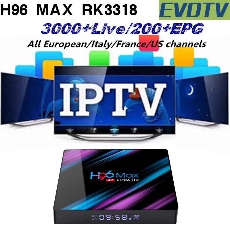 H96 MAX RK3318 Android 9.0 TV Box With IPTV Subscription Year Free Arabic French Spain Portugal Europe Support BT4.0 Wifi TV Box
H96 MAX RK3318 Android 9.0 TV Box With IPTV Subscription Year Free Arabic French Spain Portugal Europe Support BT4.0 Wifi TV Box
