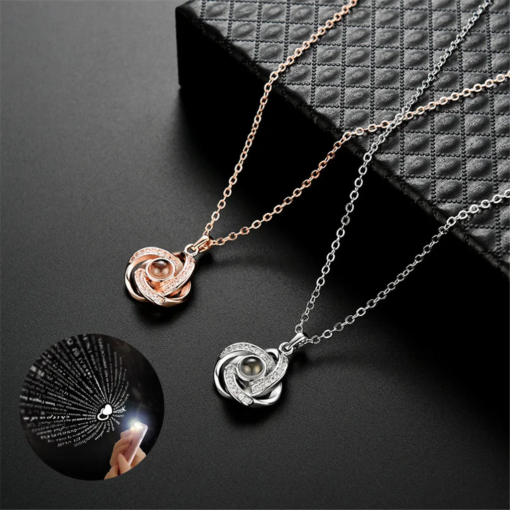Necklace Women Choker Crystal Projection Pendant Necklace 100 Kinds I Love You Language Clavicle Chain Jewelry Collares de Moda
Necklace Women Choker Crystal Projection Pendant Necklace 100 Kinds I Love You Language Clavicle Chain Jewelry Collares de Moda