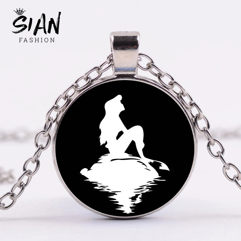 SIAN Classic Fairy Tale The Little Mermaid Necklace Pretty Princess Ariel Art Silhouette Crystal Glass Pendant Kids Gift Bijoux
SIAN Classic Fairy Tale The Little Mermaid Necklace Pretty Princess Ariel Art Silhouette Crystal Glass Pendant Kids Gift Bijoux