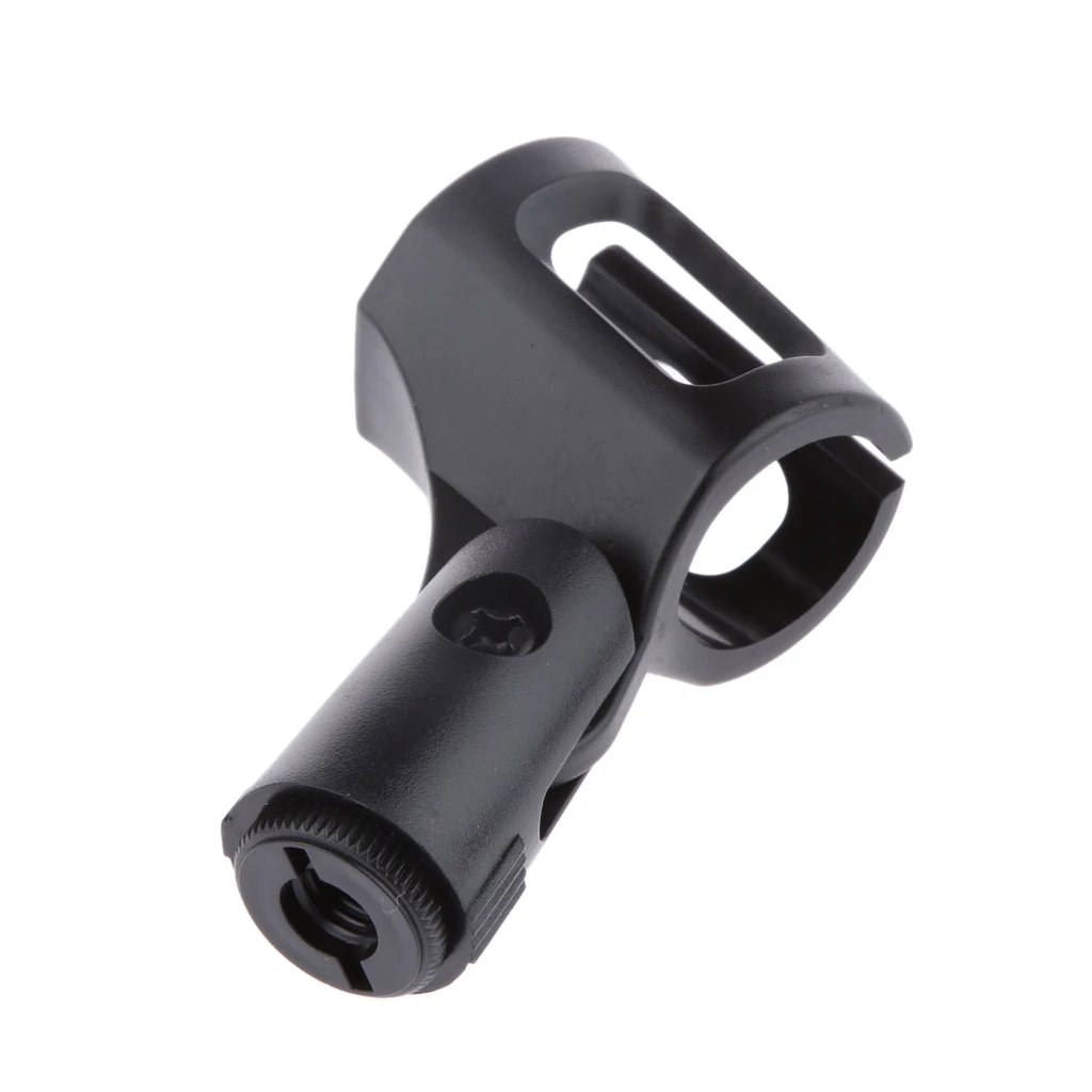 Black Plastic Wireless Microphone Holder Clip for Standard Wired Microphone Clip with flexible soft plastic construction