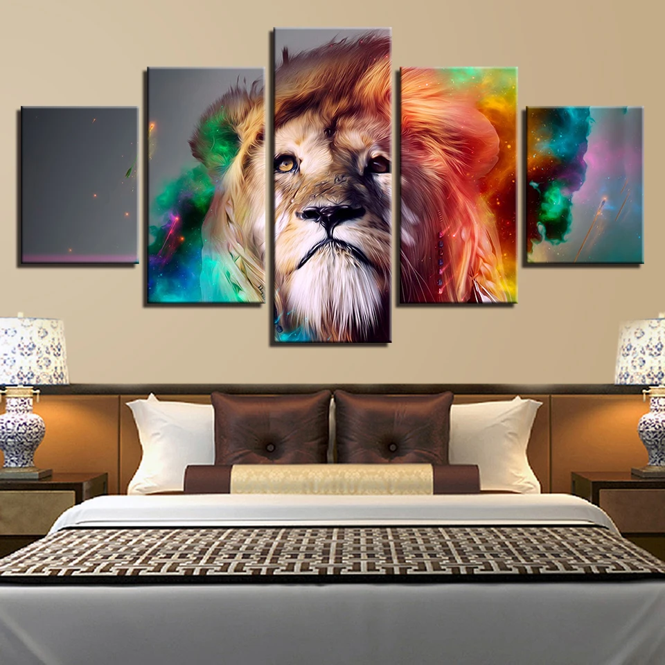 Canvas Paintings Wall Art Framework Modular Home Decor 5 Pieces Color Abstract Animal Lion Pictures Living Room HD Prints Poster
Canvas Paintings Wall Art Framework Modular Home Decor 5 Pieces Color Abstract Animal Lion Pictures Living Room HD Prints Poster