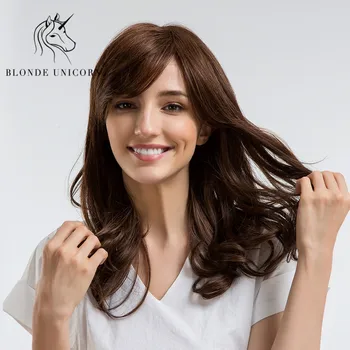 BLONDE UNICORN 22 Inch High Density Temperature Long Wavy Wigs With Side Bangs Brown Cosplay Black White Women Curly Hair Wigs
BLONDE UNICORN 22 Inch High Density Temperature Long Wavy Wigs With Side Bangs Brown Cosplay Black White Women Curly Hair Wigs