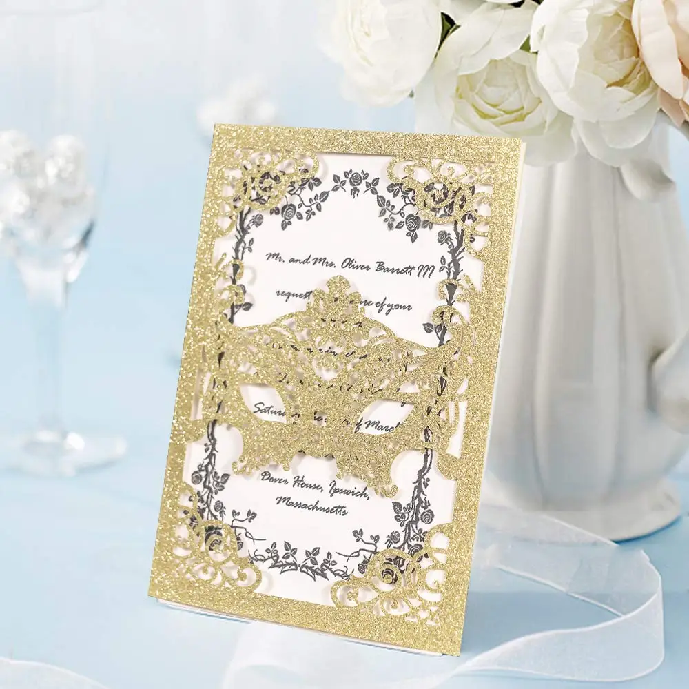 KAZIPA 25PCS Laser Cut Invitations + White Inside Paper + Envelopes, 4.7'' x 7'' Invitations for every party(mask)
KAZIPA 25PCS Laser Cut Invitations + White Inside Paper + Envelopes, 4.7'' x 7'' Invitations for every party(mask)