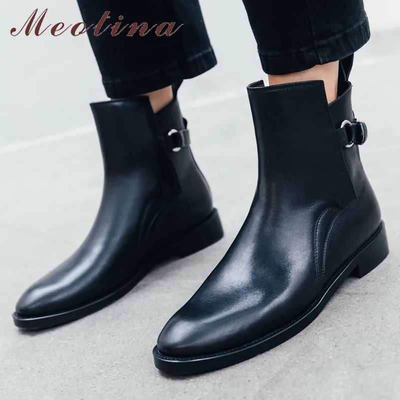Meotina Autumn Ankle Boots Women Boots Natural Genuine Leather Flat Short Boots Cow Leather Buckle Shoes Lady Spring Size 34-39
Meotina Autumn Ankle Boots Women Boots Natural Genuine Leather Flat Short Boots Cow Leather Buckle Shoes Lady Spring Size 34-39