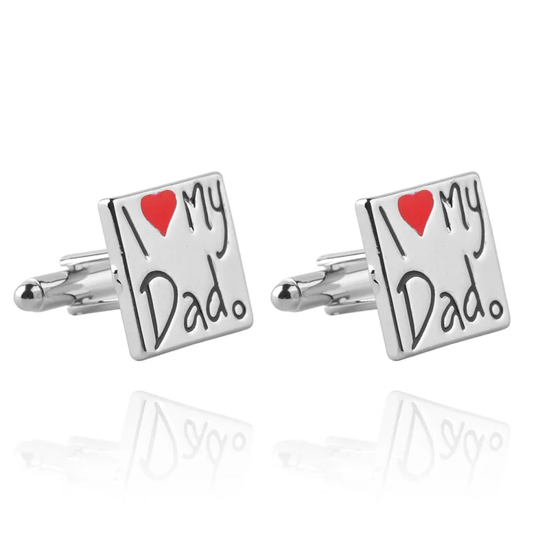 Father Gifts Jewelry Men Cufflinks Fashion I LOVE DAD Heart Broche Spilla Brosche 2019 New Gold Dad Fancy Cufflink | Украшения и