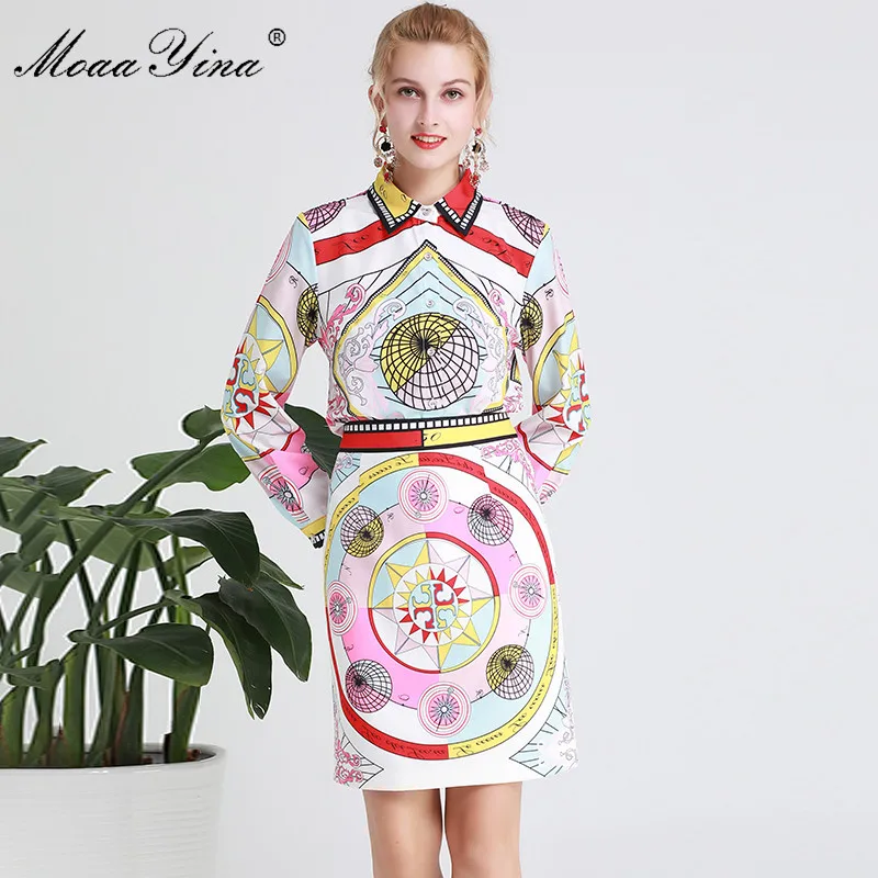 MoaaYina Fashion Designer Set Spring Summer Women Long sleeve Geometric Print Shirt Tops+Short skirt Two-piece suit
MoaaYina Fashion Designer Set Spring Summer Women Long sleeve Geometric Print Shirt Tops+Short skirt Two-piece suit