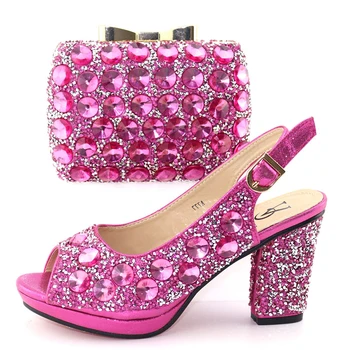 Shinning fushia hot pink shoes and bag matching set with big rhinestones shoes and bag for african aso ebi party SB8326-4
Shinning fushia hot pink shoes and bag matching set with big rhinestones shoes and bag for african aso ebi party SB8326-4
