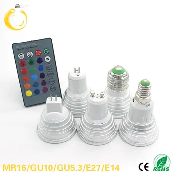 E27 RGB LED Spotlight 4W LED Lamp 85-265V E14 LED RGB Light Bulb High Power 16 Color Change Home Decoration IR Remote Controller
E27 RGB LED Spotlight 4W LED Lamp 85-265V E14 LED RGB Light Bulb High Power 16 Color Change Home Decoration IR Remote Controller