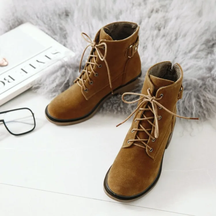 Big Size 9 10 12 boots women shoes ankle boots for women ladies boots Solid color front lacing 
Big Size 9 10 12 boots women shoes ankle boots for women ladies boots Solid color front lacing