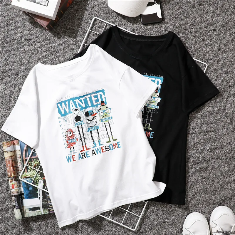 2018 New Summer Cartoon Short Sleeve T Shirt Women Pattern Printed Wanted Loose Cotton Female Black White Plus Size Tshirt
2018 New Summer Cartoon Short Sleeve T Shirt Women Pattern Printed Wanted Loose Cotton Female Black White Plus Size Tshirt