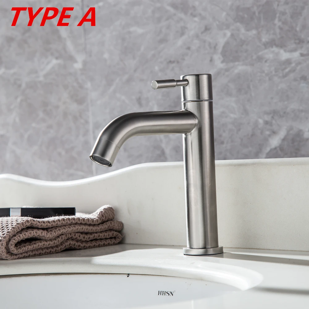 304 Stainless Steel Basin faucet Rust and corrosion resistance bathroom kitchen single cold water faucet Torneira Cozinha DOODII1