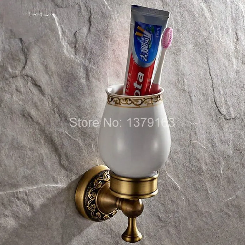 Antique Brass Carved Flower Pattern Toothbrush Holder with Single Ceramics Cup Wall Mounted Bathroom Accessories aba497
Antique Brass Carved Flower Pattern Toothbrush Holder with Single Ceramics Cup Wall Mounted Bathroom Accessories aba497