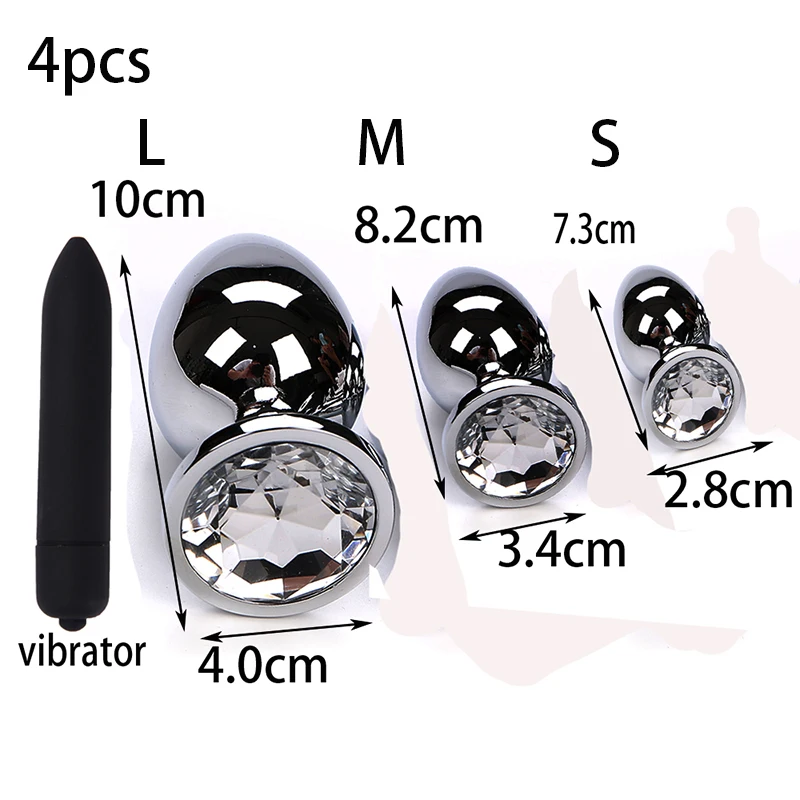 4Pcs/Set Stainless Steel Butt Plug Vibrator For Men And Women