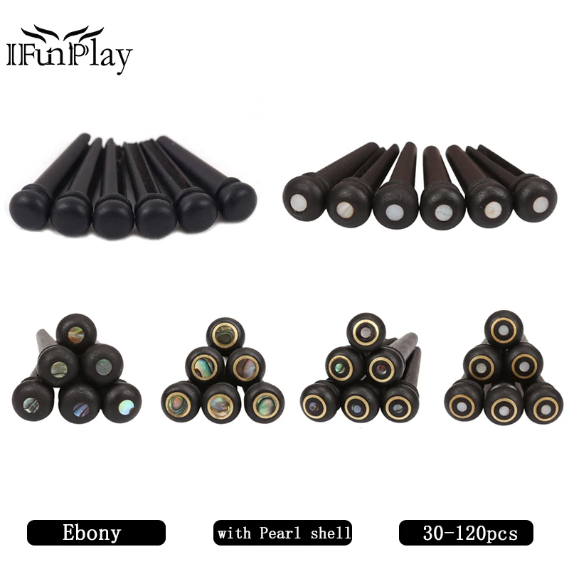 30Pcs Ebony Acoustic Guitar Bridge Pins Black Pressure String Nails with Brass Circle and Green White Abalone Dot Wholesale
30Pcs Ebony Acoustic Guitar Bridge Pins Black Pressure String Nails with Brass Circle and Green White Abalone Dot Wholesale