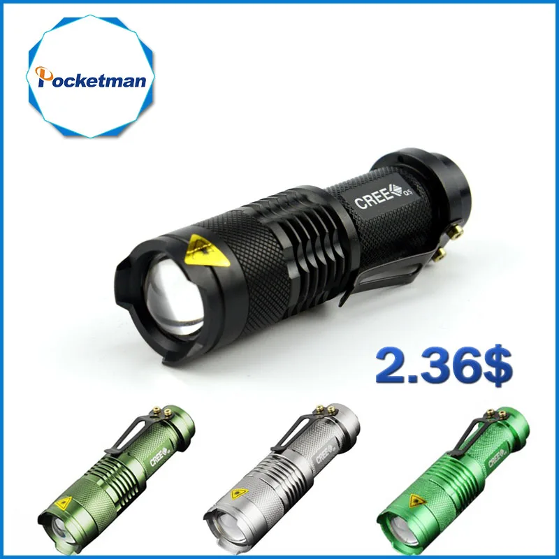Pocketman Mini 2000LM Waterproof LED Flashlight Torch 3 Modes zoomable Adjustable Focus Lantern Portable Light use AA 14500 | Лампы и