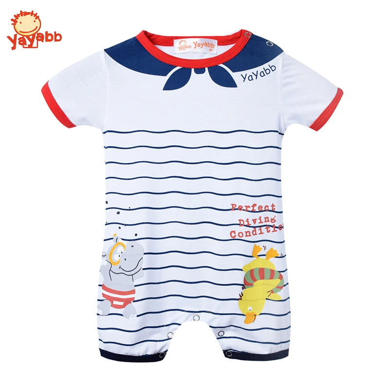 Baby Girls' Cotton Rompers w/ Short Sleeve
