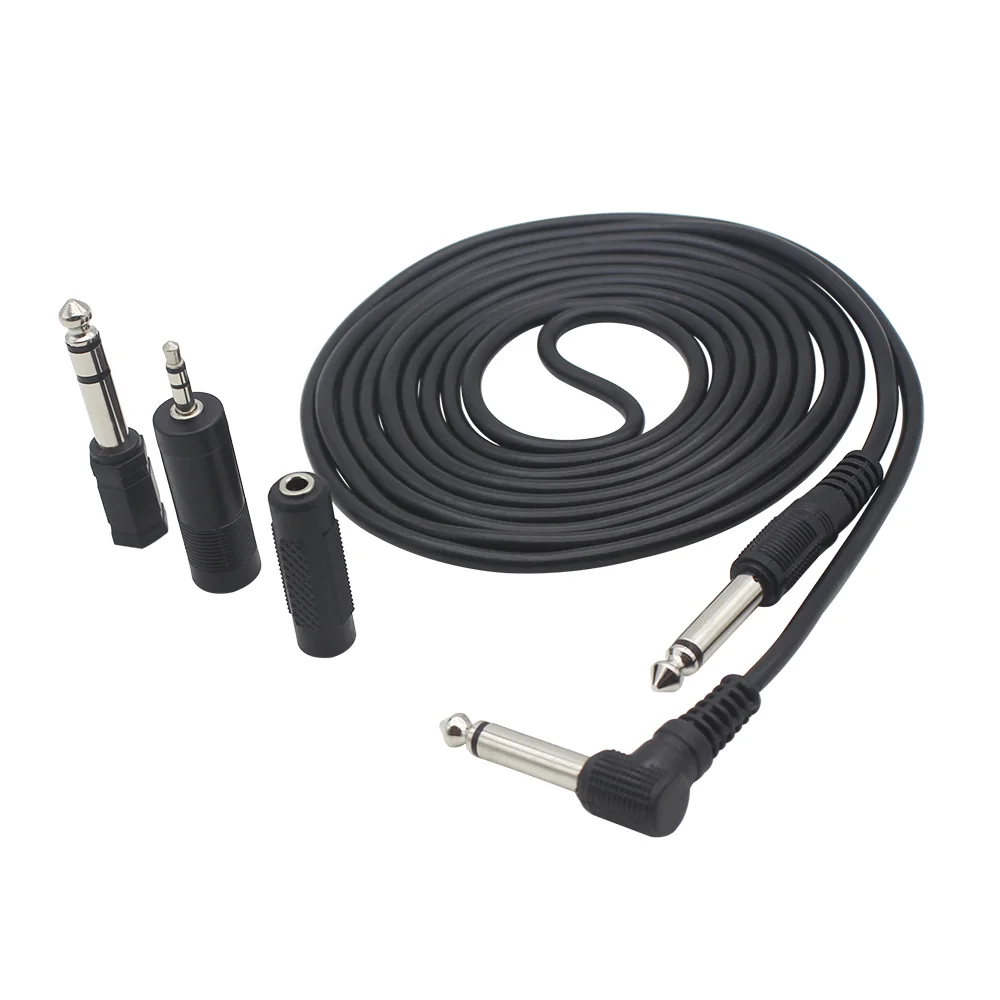 

3M/ 10 Feet Instrument Guitar Audio Cable 1/4-Inch 6.35mm Straight to Right Angle Plug Black ABS Jacket with 3 Adapters