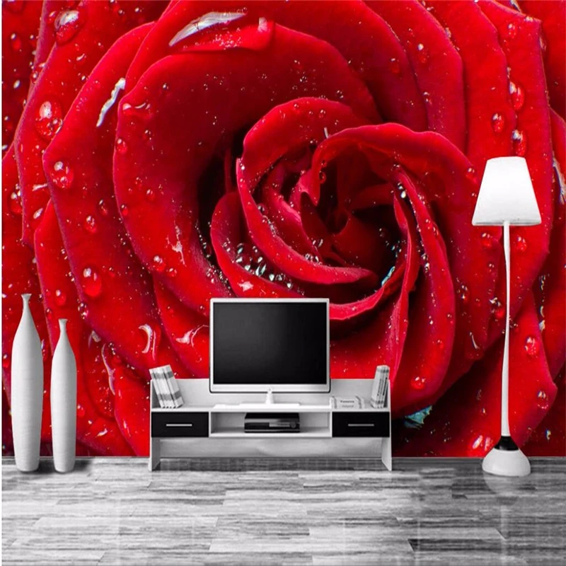 

beibehang custom wall paper roll HD clear red roses living room Hotel TV sofa backdrop mural wallpaper 3d wall papers home decor