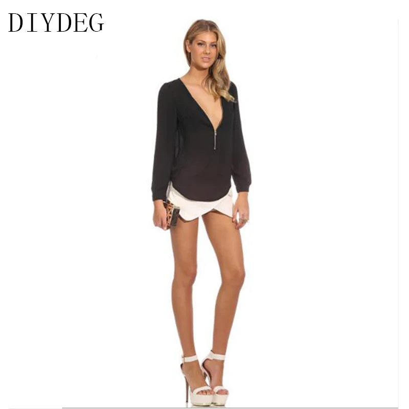 DIYDEG 2018 autumn new ladies fashion sexy perspective zipper long-sleeved V-neck chiffon shirt women tops female
DIYDEG 2018 autumn new ladies fashion sexy perspective zipper long-sleeved V-neck chiffon shirt women tops female