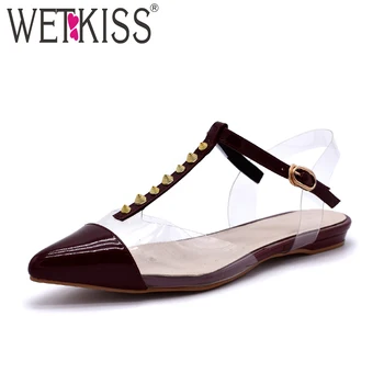 WETKISS Summer Women Sandals Pointed Toe Rivet Ransparent Sandals Shoes Flat Sole Leather Footwear Fashion Casual Female Shoes
WETKISS Summer Women Sandals Pointed Toe Rivet Ransparent Sandals Shoes Flat Sole Leather Footwear Fashion Casual Female Shoes
