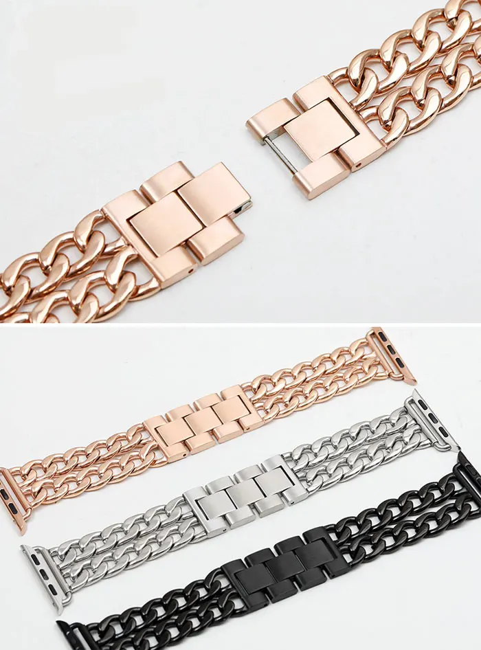 Bracelet à maillons pour apple watch, 44mm 40mm 42mm 38mm 5/4/3/2/1, en métal, accessoires Bracelet à maillons pour apple watch, 44mm 40mm 42mm 38mm 5/4/3/2/1, en métal, accessoires