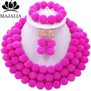 Majalia Fashion Nigerian Wedding African Pearl Jewelry Set Hot pink Crystal Plastic Pearl Necklace Bride Jewelry Sets 3LM017
Majalia Fashion Nigerian Wedding African Pearl Jewelry Set Hot pink Crystal Plastic Pearl Necklace Bride Jewelry Sets 3LM017
