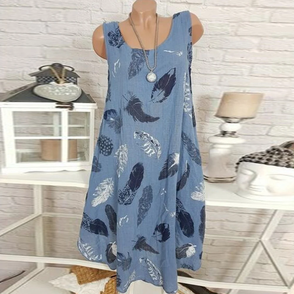 Summer Dress Casual Sleeveless O Neck Print Loose Beach Dress Woman modis Retro Plus Size Dress Women Streetwear robe femme H30
Summer Dress Casual Sleeveless O Neck Print Loose Beach Dress Woman modis Retro Plus Size Dress Women Streetwear robe femme H30