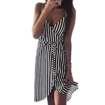 LOSSKY Wrap Striped Midi Dress Sexy V Neck Sleeveless Backless Strap Irregular Women's Summer Dresses Boho Beach Party Sundress
LOSSKY Wrap Striped Midi Dress Sexy V Neck Sleeveless Backless Strap Irregular Women's Summer Dresses Boho Beach Party Sundress